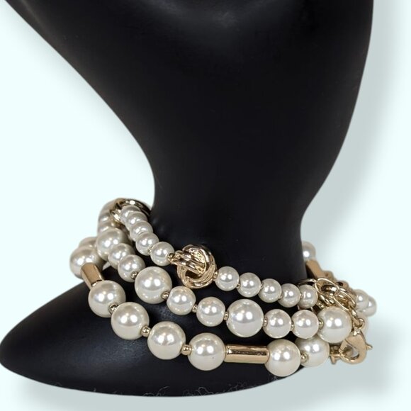 Anne Klein Set of 3 Faux Pearl Beaded Bracelets - Picture 1 of 5